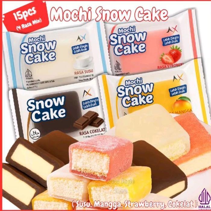 Mochi Snow Cake Kue Mocci Viral Rasa Susu Mangga Strawberry Coklat Halal Aman untuk Konsumsi 12 Pcs