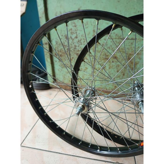 TERLARIS Velg Sepeda Lingkar / Velg Sepeda Bmx 20 Lingkar 20 Inch Hitam Spoke Chroom High Quality