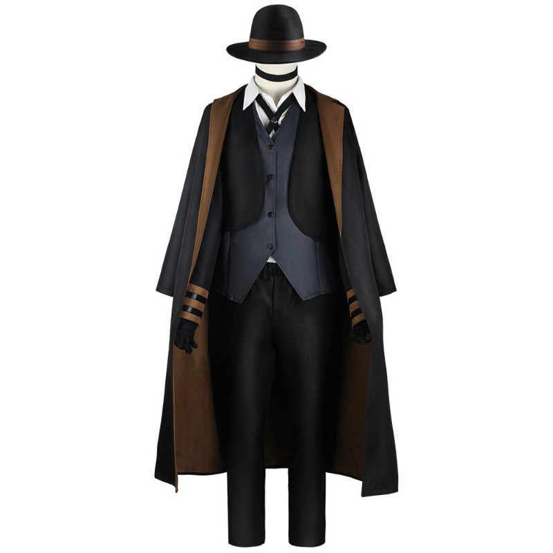 Nakahara Chuuya Cosplay Costumes Include Hat Uniform Trench Coat Pants Big Size Outfits Halloween