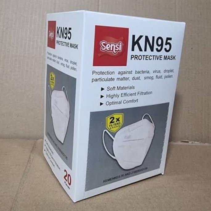 MASKER SENSI KN95 ISI 20 ORIGINAL KESEHATAN DUCKBILL WARNA PUTIH