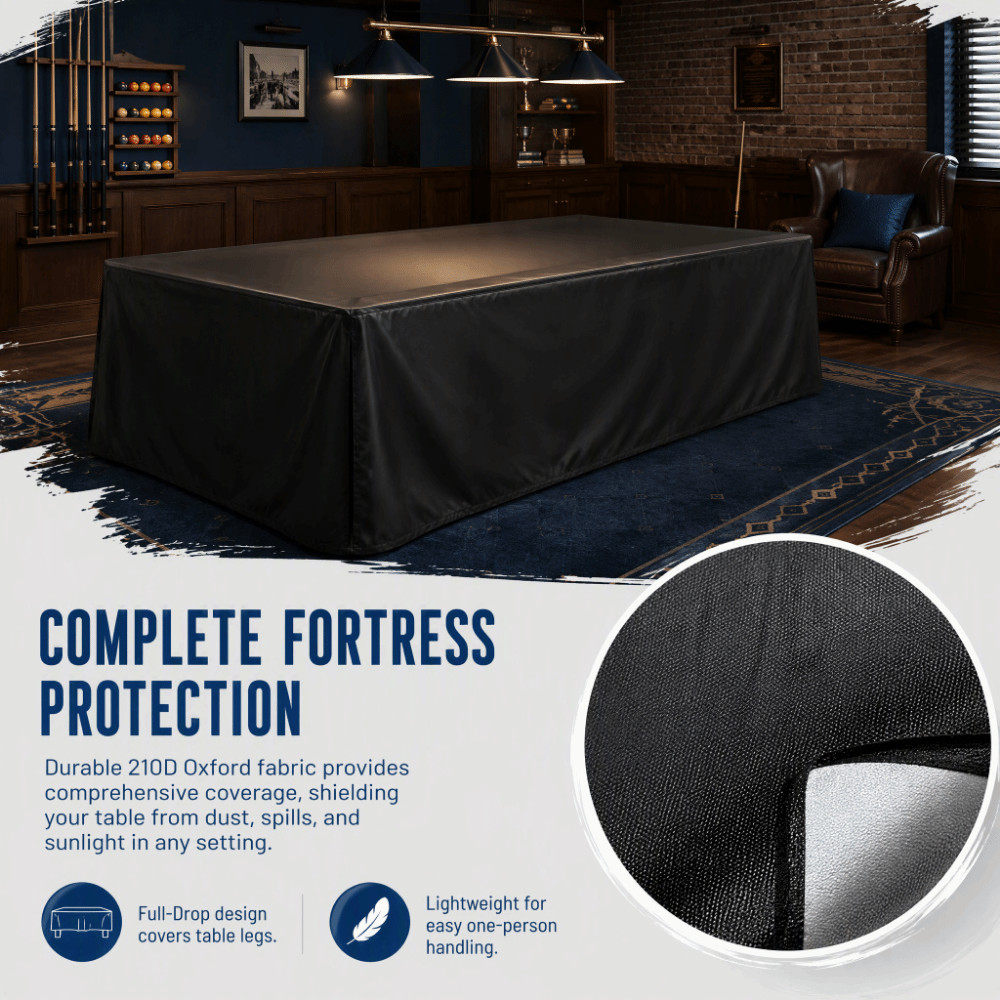 Black Color Billiard Table Cover Folding Structure 9ft Size Pool Table Cover Oxford Material