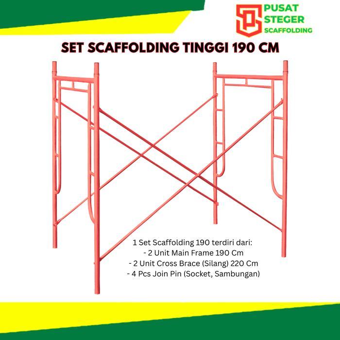 Kualitas Premium 1 Set Scaffolding Steger Main Frame 190 Perancah Scaffolding Tinggi 190