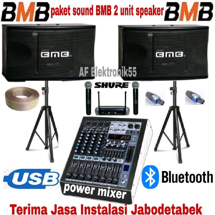 Terlaris Paket Sound Speaker BMB 2 Unit Speaker + Power Mixer Original