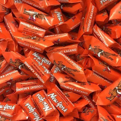 1KG PERMEN NEW YORK KACANG HALAL / PERMEN KACANG JADOEL (JADUL) PERMEN KACANG BUNGKUS ORANGE /