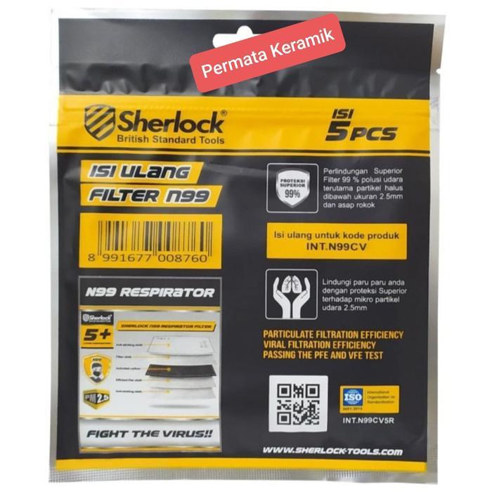 ISI FILTER N 99 RESPIRATOR SHERLOCK @ 5 PCS ASLI