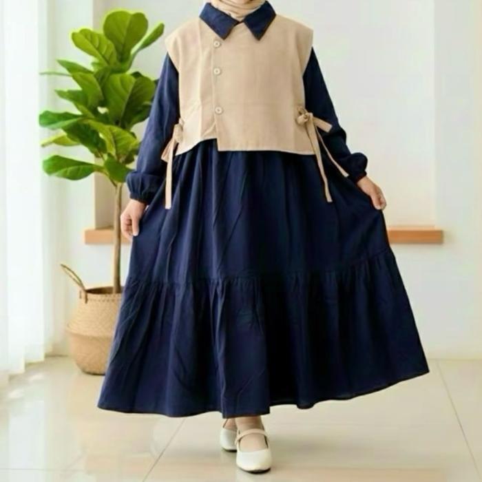 Gamis Anak Set Rompi Gamis Muslim Anak Perempuan Remaja Anak Tanggung 6 Thn Sampai 15 Thn Gamis