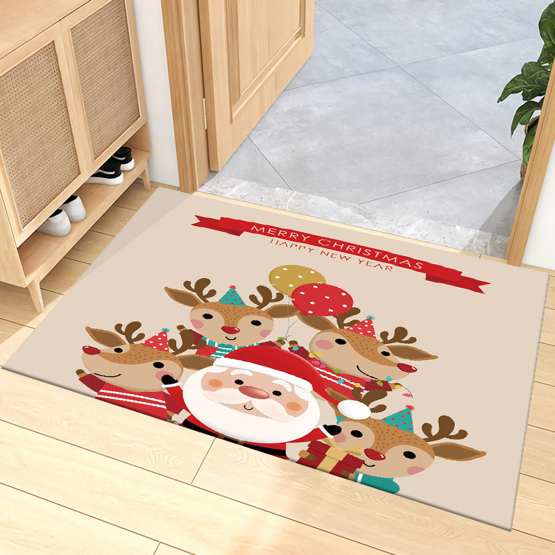 3D floor mat Natal Kartun Karpet Tikar Karpet Santa Reindeer Snowman Dekorasi Rumah Meriah Pintu Mas