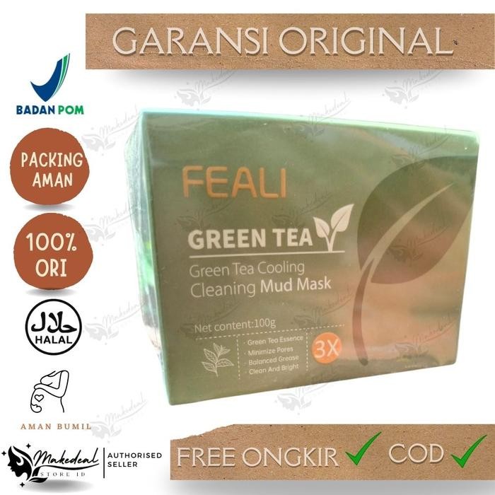 KJ FEALI GREEN TEA CLAY MASK - masker wajah pore clean clay mask