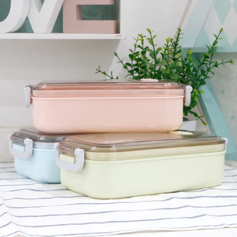 Single-layer Plastic Lunch Box Can Microwave Heat Lunch Box for Student Office Portable Bento Box Ac