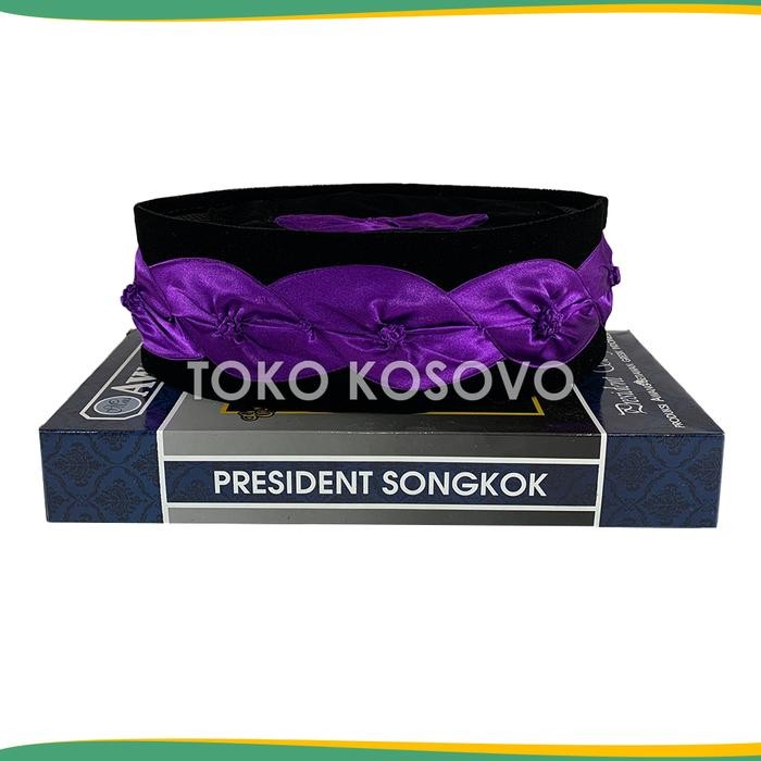 ORIGINAL Peci AWANG CITRA KEMBANG KOL AC Tinggi 9 Cm Peci Ceplok Sholat Bludru Hitam Merah Maroon