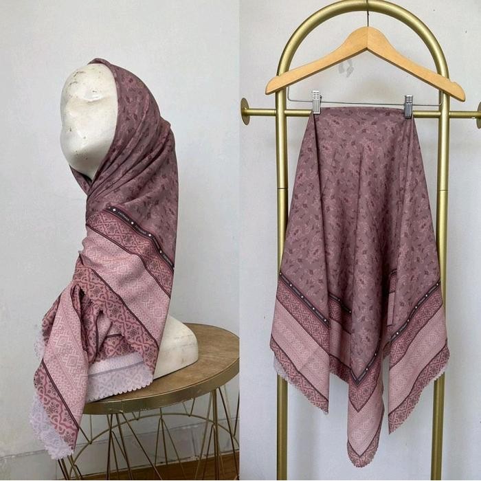 tvkj- Hijab Segi Empat Voal Sublime Motif Kode 119 Dusty Purple