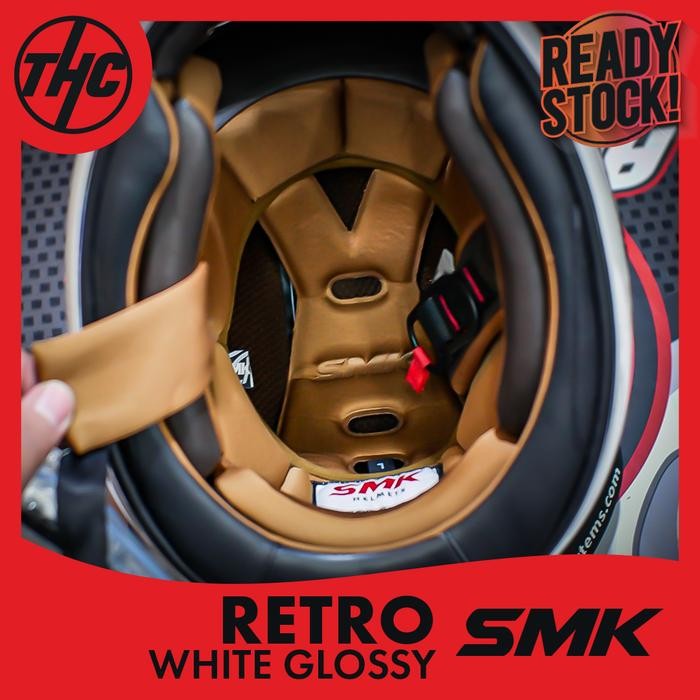 Helm Smk Retro White Glossy Full Face Helmet Smk