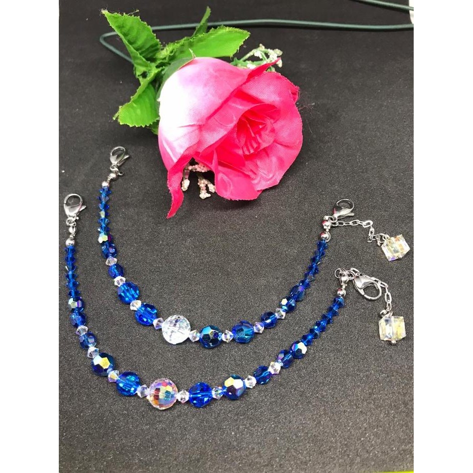 Pengait Extender Connector Masker Kristal Swarovski Asli Biru hijab