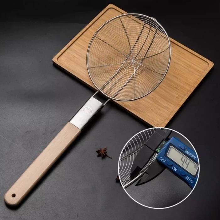 Serok Serokan Besar Saringan Saring Gorengan Gagang Kayu Stainless