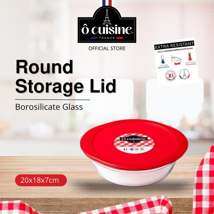 Loyang Kaca Ocuisine Storage Bulat + Tutup 20x18x7 cm 1L