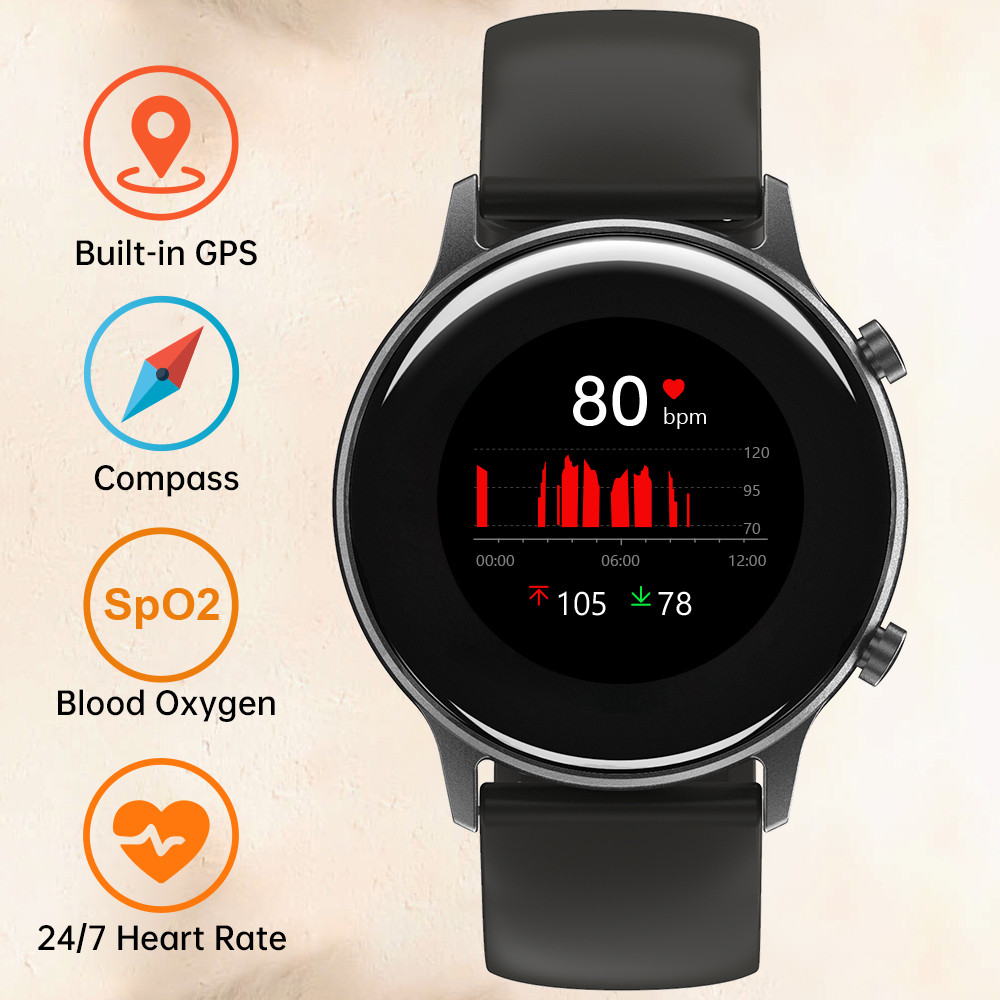 UMIDIGI Urun Smartwatch GPS 1.1" Color Heart Rate Sleep Monitoring Sport Smart Clock 5ATM Waterproof