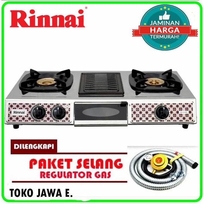Kompor Gas 3 Tungku Rinnai Ri-524A (Api Lilin) Kompor Gas 3 Tungku + Grill Ditengah