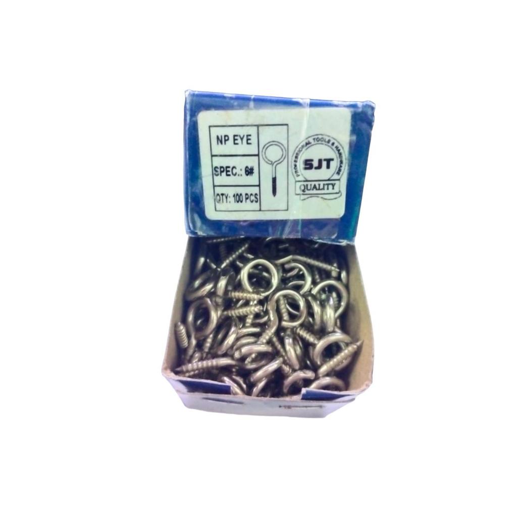 DDS480 - Per 1 Kotak Skrup Gantungan Tutup Sekrup Hook No.6 / Baut Mur Ring Ulir Screw Hook Gantunga