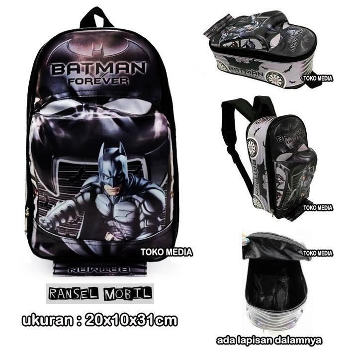 ORIGINAL Tas Ransel Sekolah Anak PAUD/PG Bentuk Mobil BATMAN READY STOCK