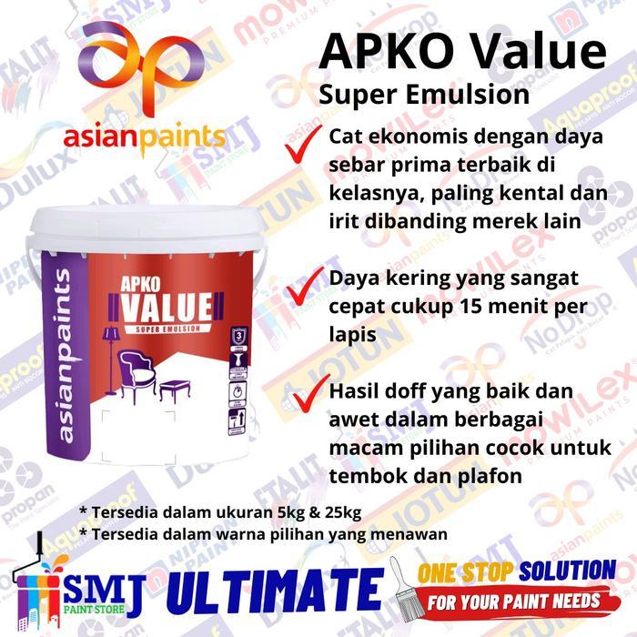 Cat Tembok & Plafon Asian Paint Apko Value Sw21 Super White 5Kg Gratisongkir