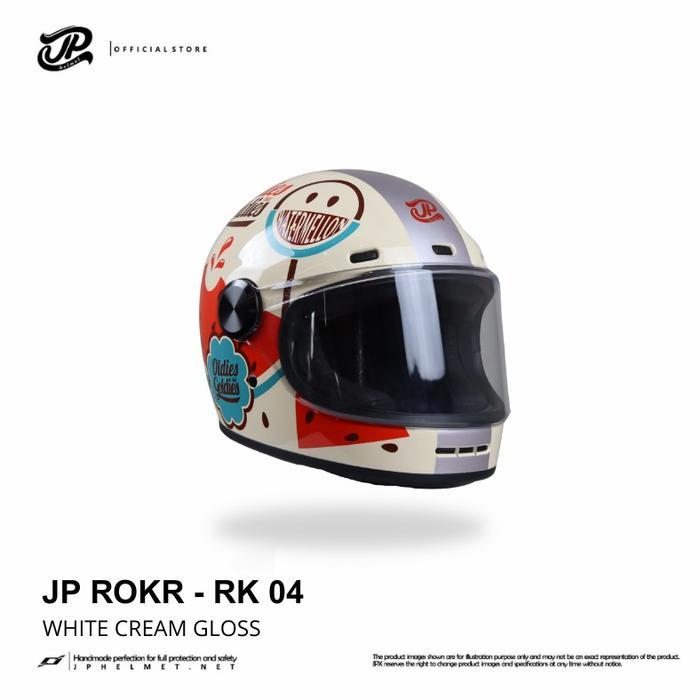 Helm Fullface Retro JP ROKR - RK 04 White Cream Gloss