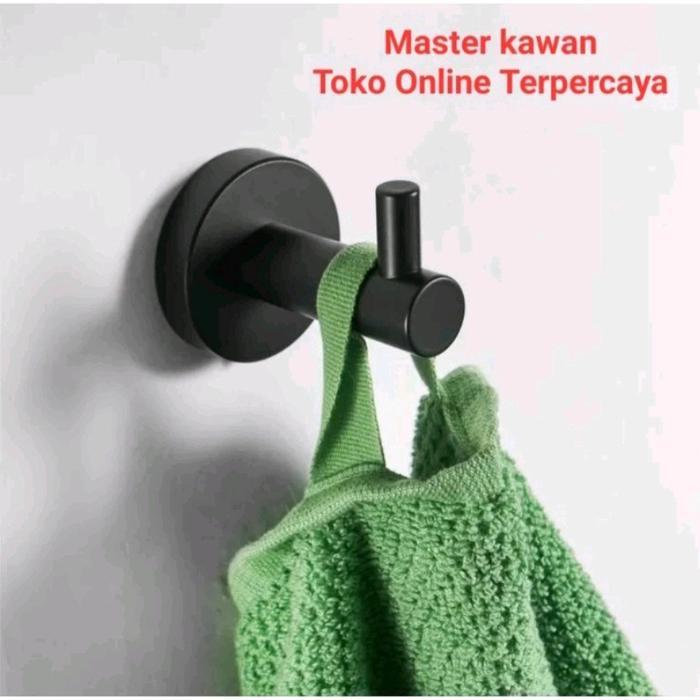 Single Hook Stainless Hitam /Single Hook Stainless /Kapstok Baju 1 Kait