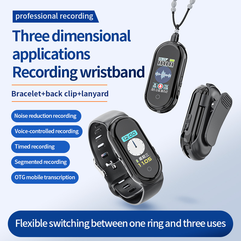 BARU 8GB-64GB Mini Voice Activated Audio Recorder Watch AGC Sound Noise Reduce Dictaphone Pendant Re