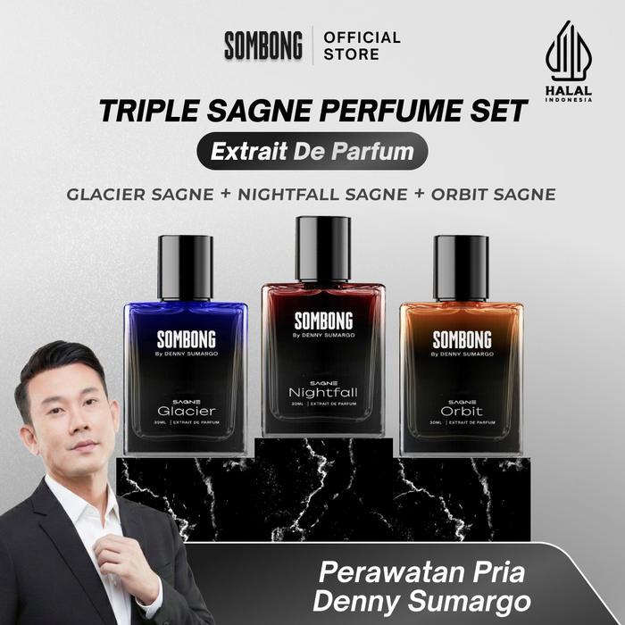 Parfum Set Pria Tiga Varian Glacier Orbit Nightfall Wangi Tahan Lama Elegan Sporty