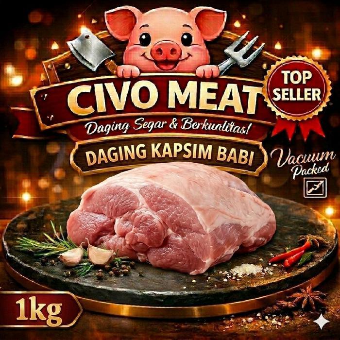 Kapsim Daging Babi 1 Kg Pork Arm Roast - Non Halal Cocok Untuk Cha Sio Bakso Sate Bakpao Dan Isi Bak