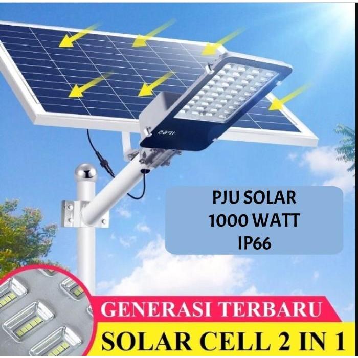 Lampu Jalan 1000w Solar Cell Lampu PJU 1000 watt Solar Panel 2 in 1 Lampu Pju Solar Panel