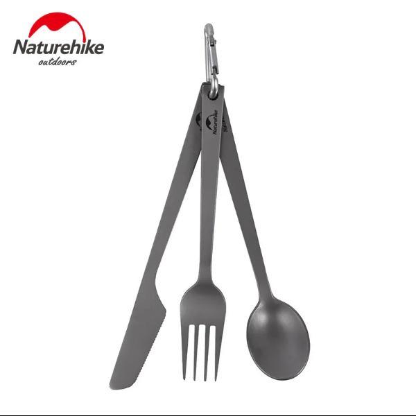 Termurah SENDOK SET TITANIUM NATUREHIKE NH19T011-D GARPU PISAU CAMPING PORTABLE