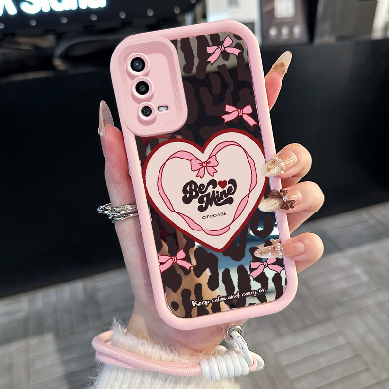 Casing Hp untuk OPPO A55 Case Casing HP Softcase silikon Cermin tali pengikat jatuh hadiah cinta Ces