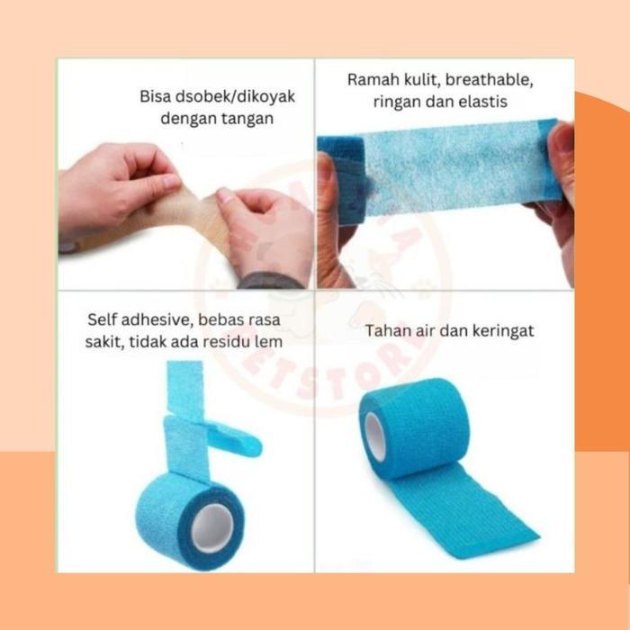 Pet Dog Cat Aid Elastic Adhesive Bandage Plester Anjing Kucing-Gingham