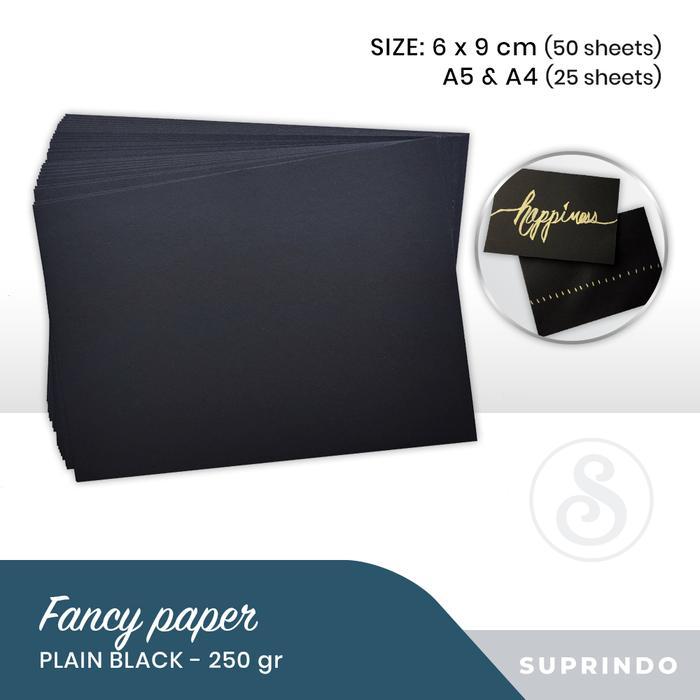 (Per Pak) Fancy paper/Kertas Hitam Polos Tebal 250 gram