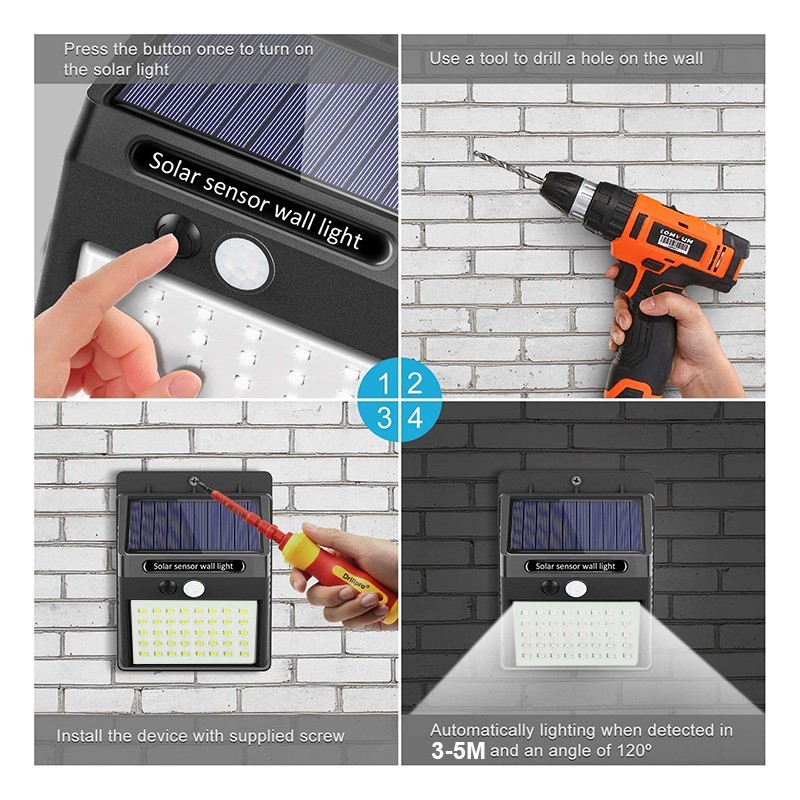6/30 LED Solar Light PIR Motion Sensor Wall Light Outdoor Solar Lamp Waterproof Solar Powered