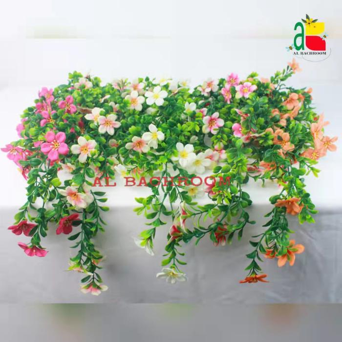PROMO BUNGA PLASTIK GANTUNG DAUN KEMUNING B8280 BUNGA SAKURA ARTIFICIAL POT READY