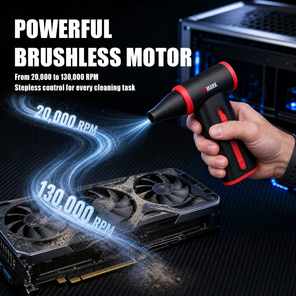 WMARK Vacuum Cleaner Powerful Vacuum Handheld Dust Blower Cordless Hair Dryer 130000 RPM Mini