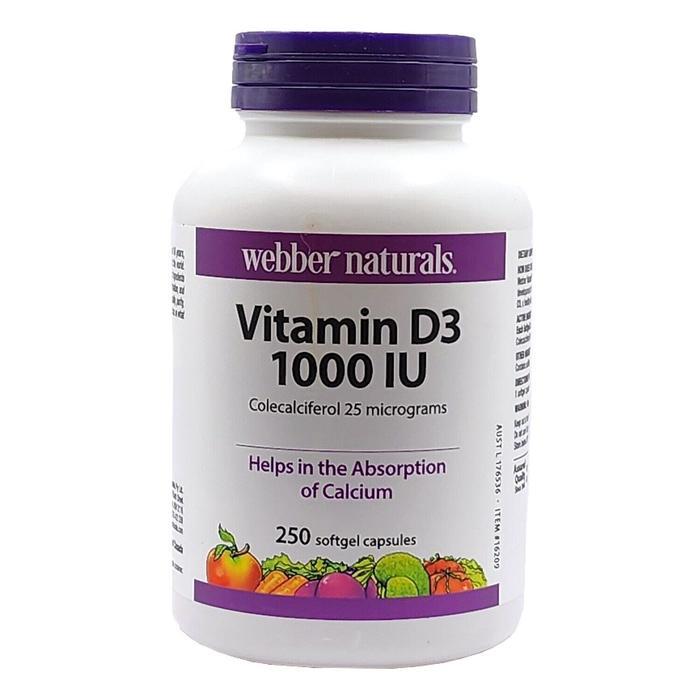 Original Webber Naturals Vitamin D3 1000IU 250 softgel capsules