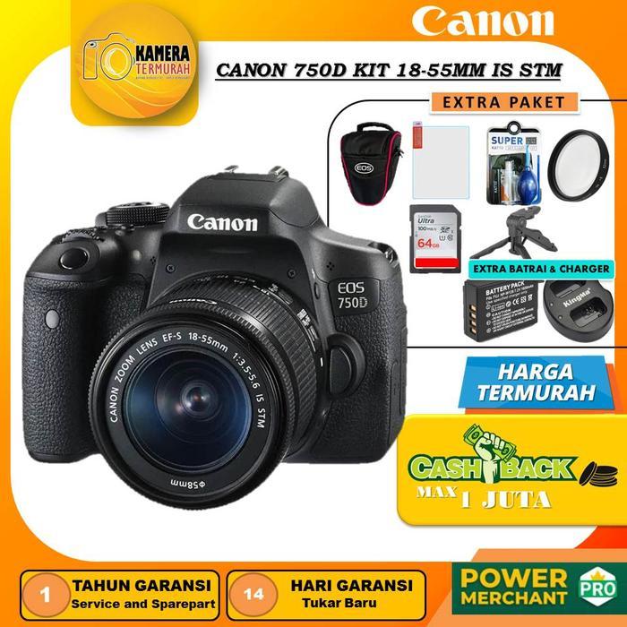 Canon Eos 750D Kit 18-55Mm Is Stm Paket Bonus 6 Item - Kamera Slr Terbaru 
