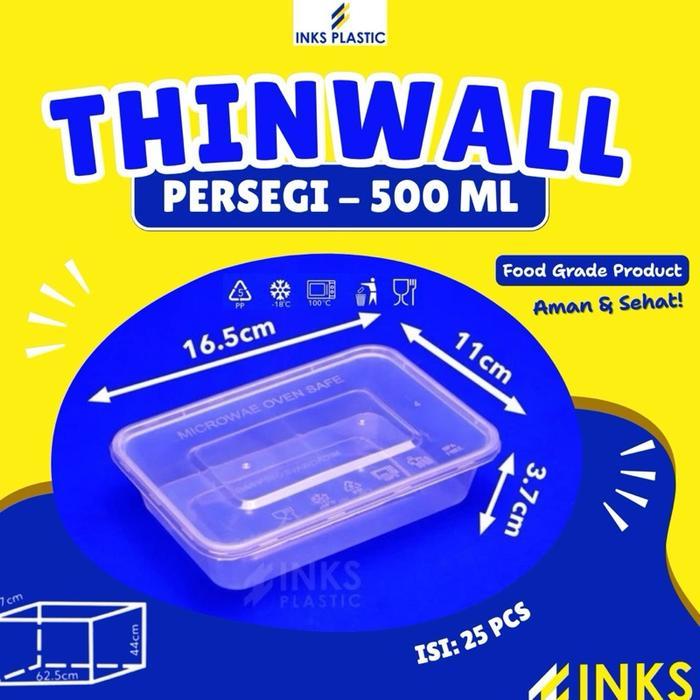 THINWALL 500 ML KCS RECTANGLE PERSEGI PANJANG (25 PCS)