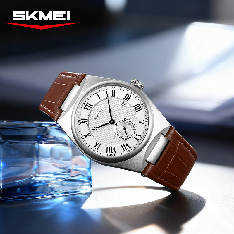 SKMEI 9390 Elegant Men's Quartz th Roman Sale alendar terproof Leather Strap asual Business thes for