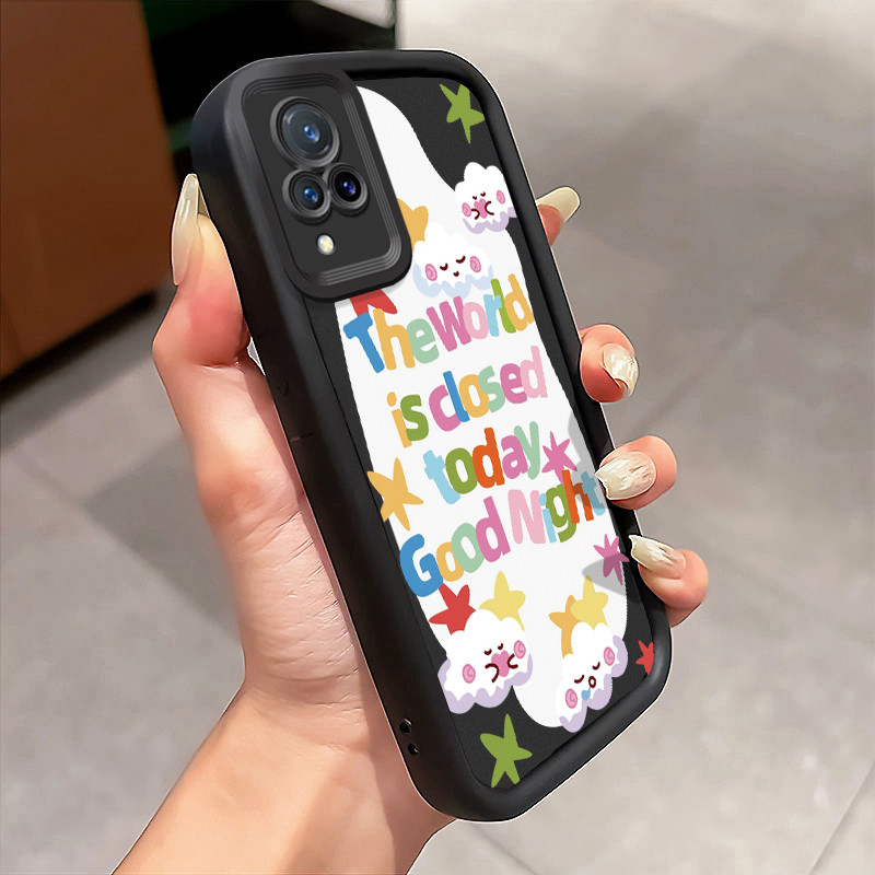 Casing Hp VIVO V21 5G V21s 5G V21E Y73 2021 Case Colored text Kartun Kasing silikon Cesing untuk Pri