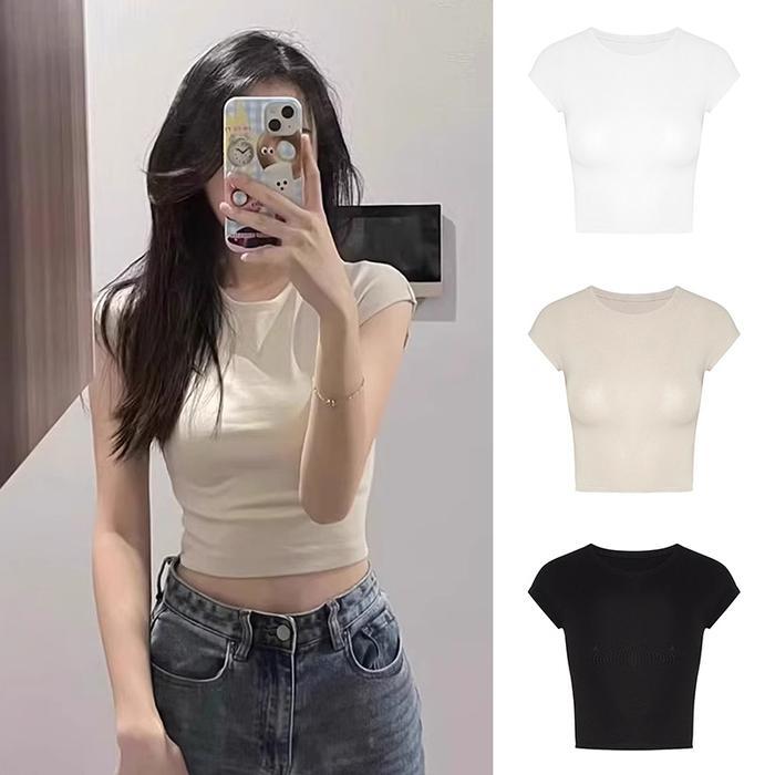 Promo Kaos Polos Perut Pendek Terbuka Cewek Seksi Dan Hot Untuk Wanita Termurah