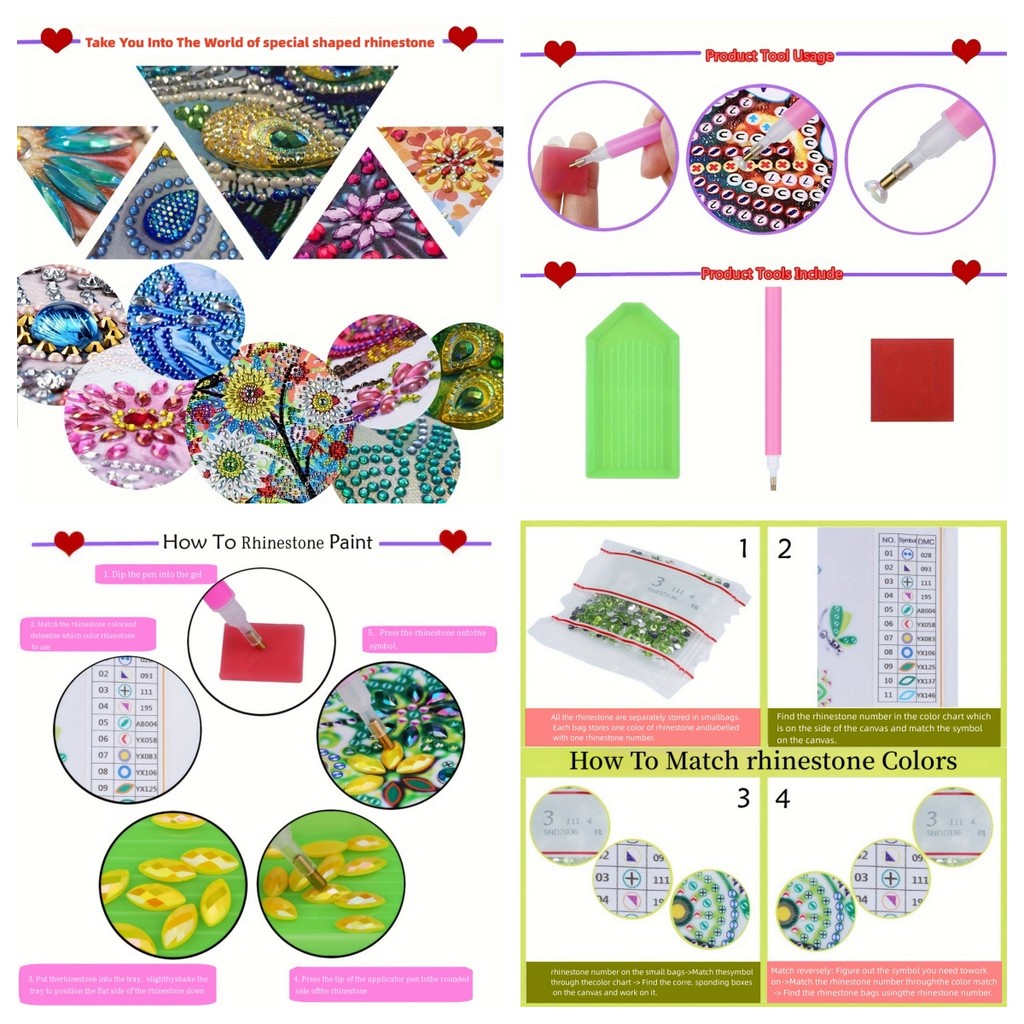 1 DIY diamond art painting jewelry box set, Mandala floral style canvas jewelry box necklace,