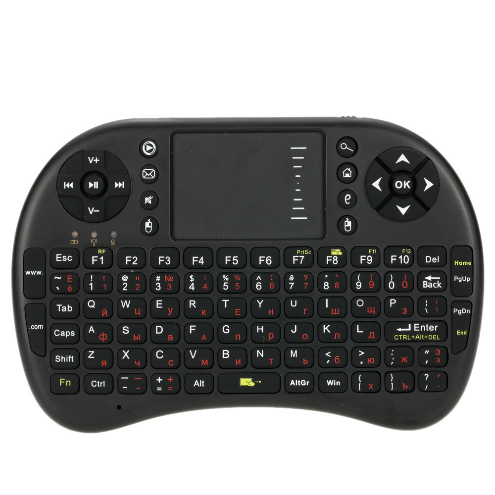 Russian Layout i8 2.4G Wireless QWERTY Gaming Keyboard Toucad Fly Mouse Remote Control