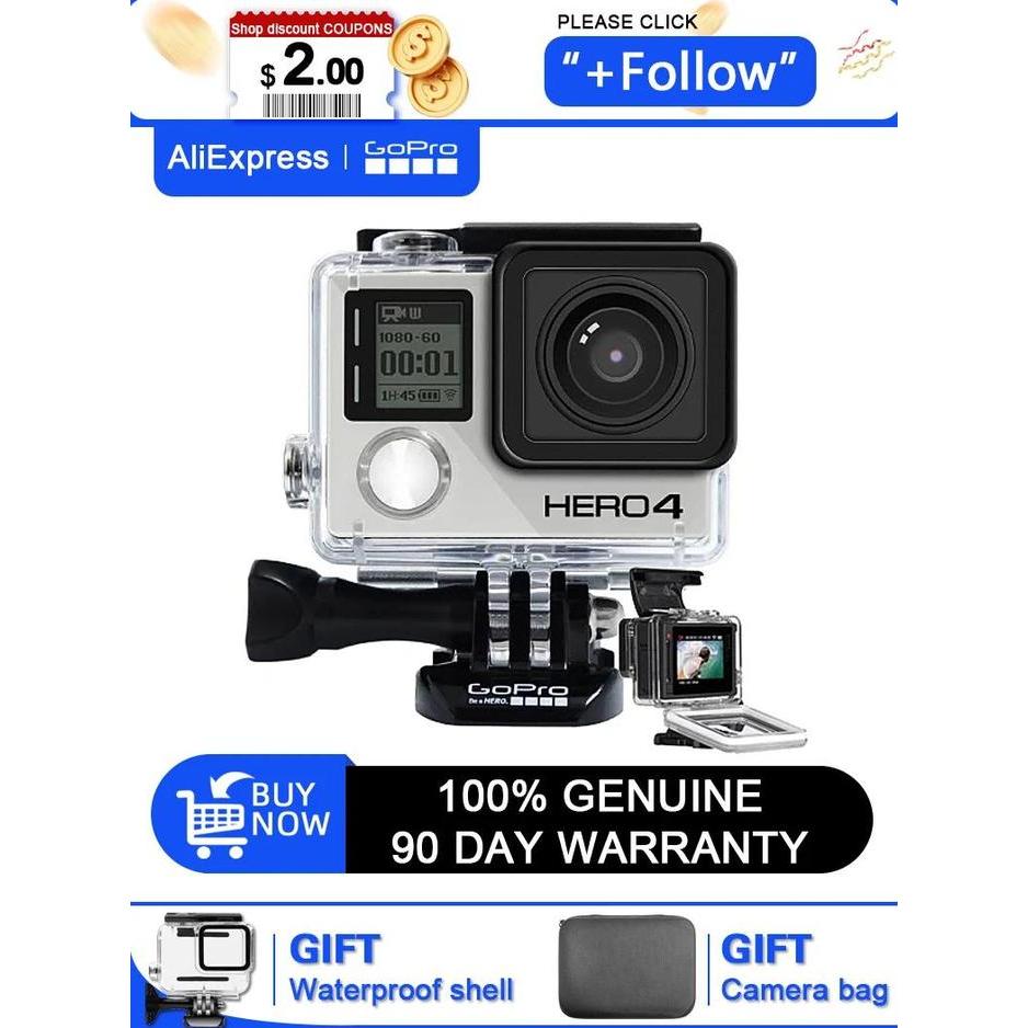 (Used) Gopro hero 4 silver 4k Ultra HD action camera WiFi connection camera Helmet mounted outdoor c