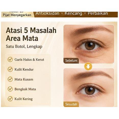 Minyak mata antikerut YAPING dengan PDRN salon. Atasi kerut, kelopak mata kendur & lingkaran hitam.
