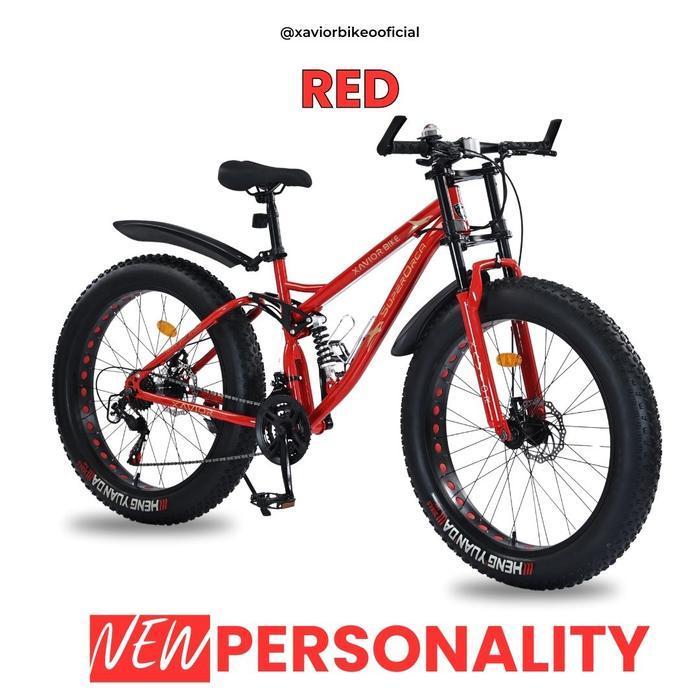 Sepeda MTB Fat Bike 26 inch Xavior XVCM SUPERORCA Double Suspension  Roda - Red, XL