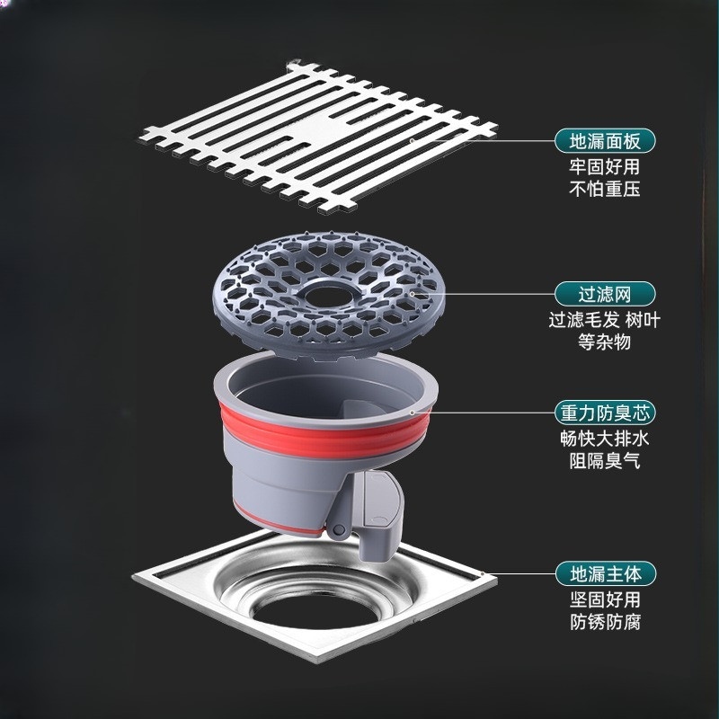 15cm stainless steel floor drain, 20X20cm shower large displacement floor drain for bathroom