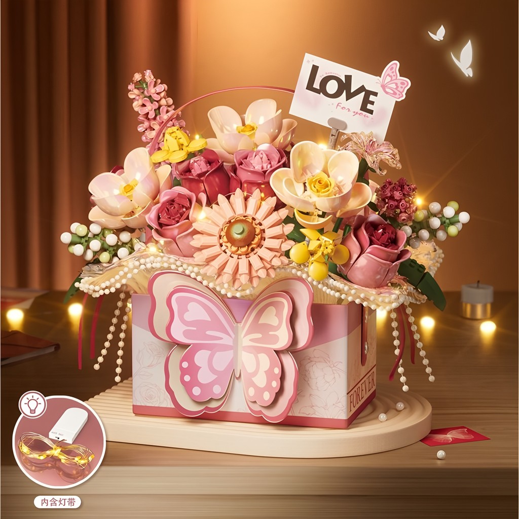 LOZ's Brand-New DIY Building Block Flower Rose Building Block Toy Portable Bouquet Gift Box Series